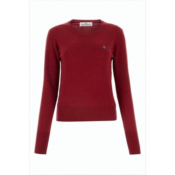Vivienne Westwood Burgundy Cashmere-Blend Sweater With Embroidered Detail - NWT